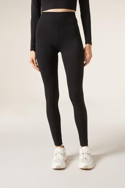 Black Plain Basic Leggings, , large image number 1