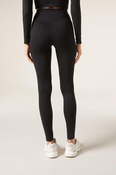 Black Plain Basic Leggings, , large image number 2