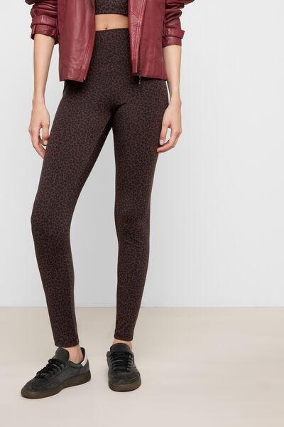 Brown Animal Print Ultra Comfort Soft Touch Leggings, 5501_209F, medium