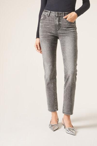 Grey Denim Stretch Jeans, , large image number 0