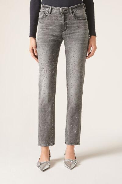 Grey Denim Stretch Jeans, , large image number 1