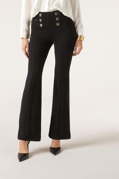 BLACK Flared Sailor Trousers, Black, large image number 0