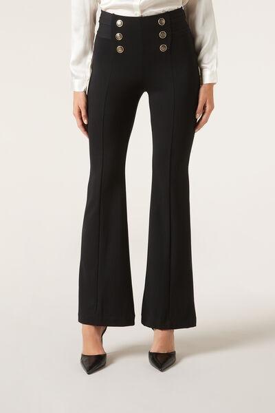 BLACK Flared Sailor Trousers, Black, large image number 1