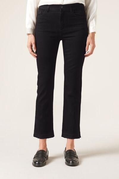 Black Plain Cropped Jeans, , large image number 1