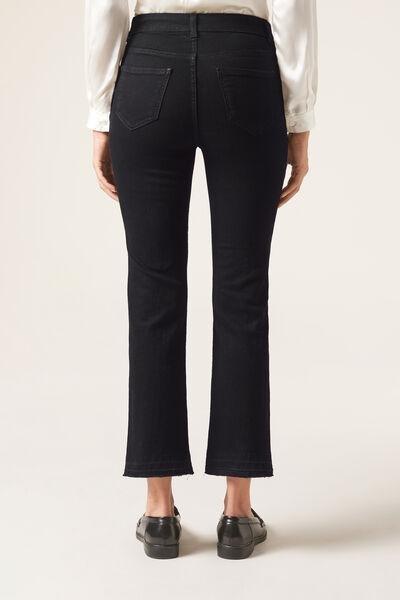 Black Plain Cropped Jeans, , large image number 2