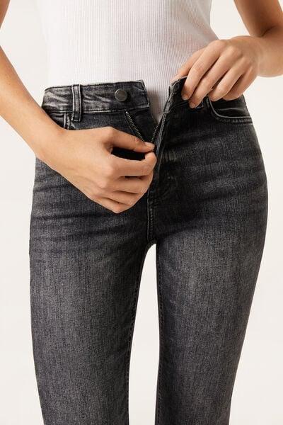 GREY DENIM Cropped Flared Jeans, 5501_768C, large image number 3