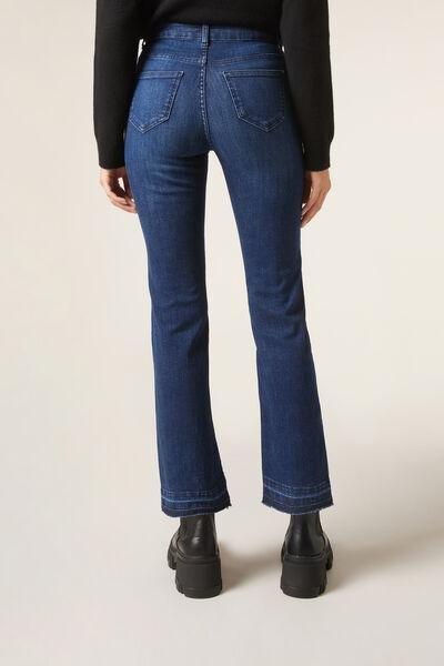 Blue Cropped Flared Jeans, , large image number 2