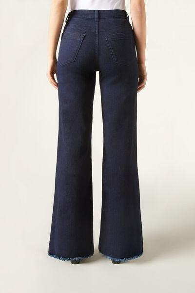 Blue Wool Thermal Jeans, Dark Denim Blue, large image number 2