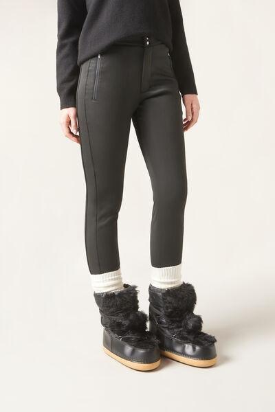 Black Leather Effect Ankle-Length Trousers, , large image number 0