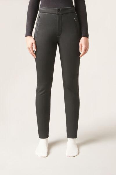 Black Leather Effect Ankle-Length Trousers, , large image number 1