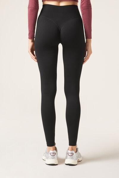 Black Plain Gym Leggings, , large image number 2
