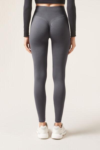 Grey Plain Gym Leggings, , large image number 2