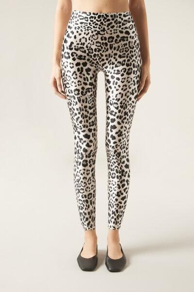 Black Animal Print Leggings, , large image number 1
