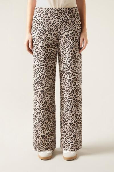 Multicolour Animal Print Palazzo Trousers, , large image number 1