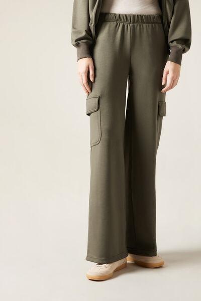 Green Plain Casual Trousers, , medium