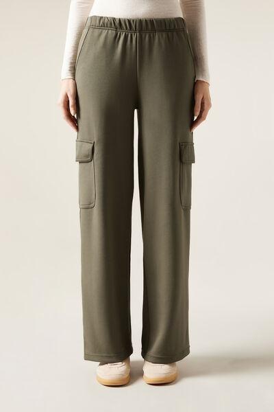 Green Plain Casual Trousers, , large image number 1