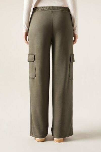 Green Plain Casual Trousers, , large image number 2