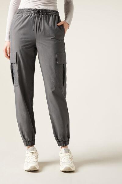 Grey Soft-Touch Cargo Joggers, , large image number 0