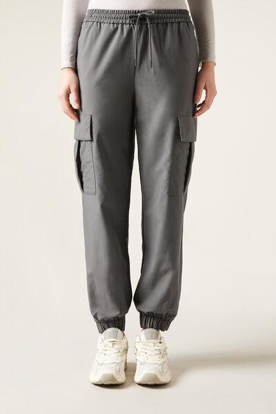 Grey Soft-Touch Cargo Joggers, , large image number 1
