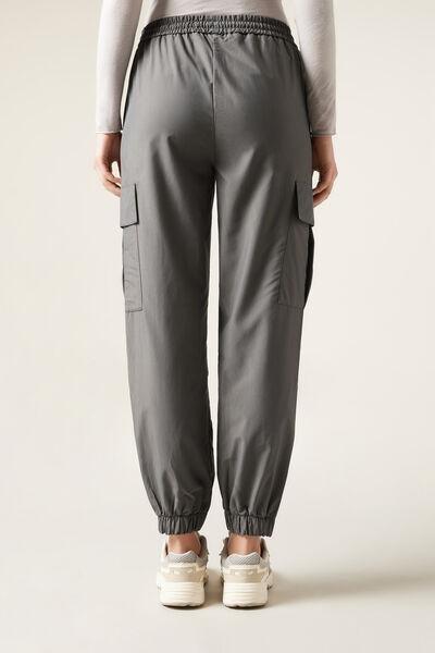 Grey Soft-Touch Cargo Joggers, , large image number 2