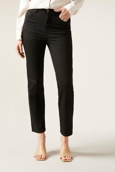 Black Comfort Stretch Elastic Jeans, Black Denim, medium