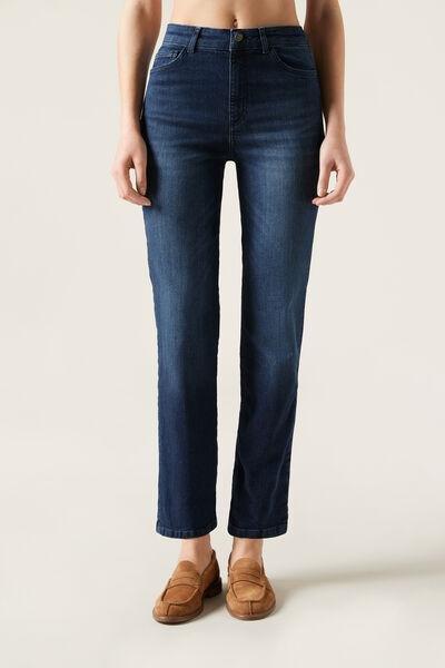 Navy Comfort Stretch Elastic Jeans, 5501_808C, large image number 1