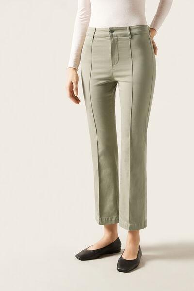 Green Flared Comfort Jeans, , large image number 0