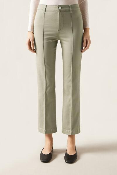 Green Flared Comfort Jeans, , large image number 1