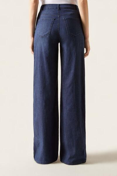 Blue Ultra Light Palazzo Jeans, Dark Denim Blue, large image number 2