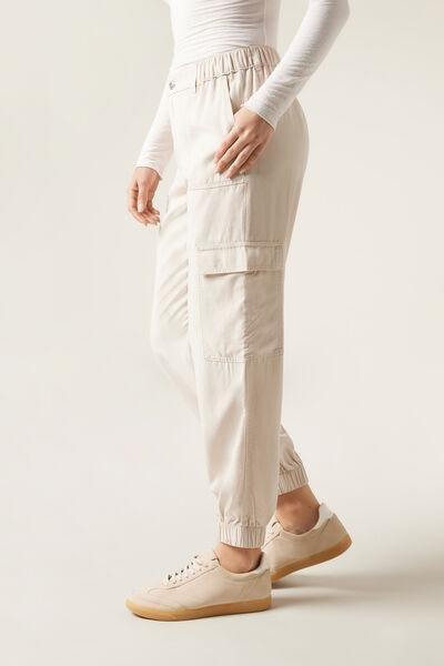 Ecru Basic Casual Joggers, , large image number 0