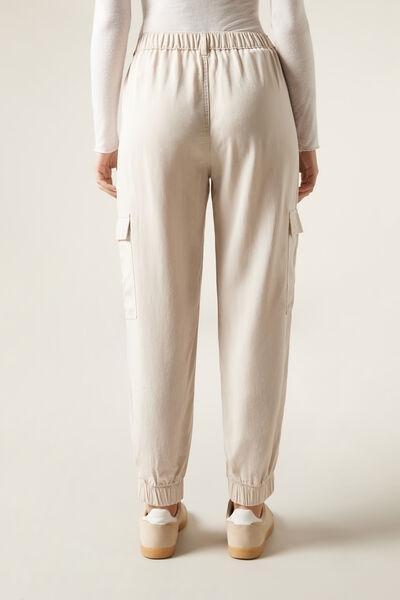 Ecru Basic Casual Joggers, , large image number 2
