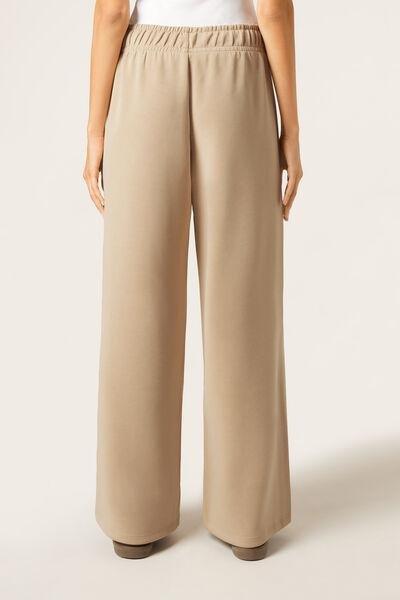 Beige Luxe Lounge Wide Leg Pants, , large image number 2