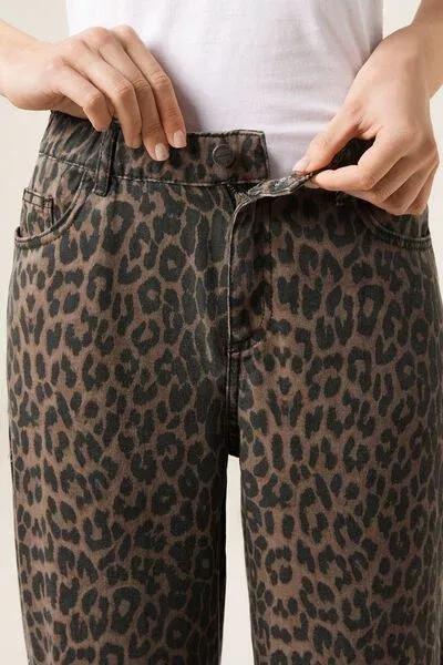 Brown Animal Print Ultra Soft Palazzo Jeans, 5501_168F, large image number 3