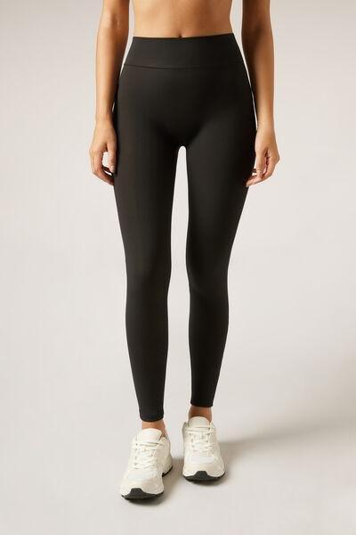 Black Compact Sculpt Scrunched Cotton Leggings, , large image number 1