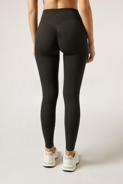 Black Compact Sculpt Scrunched Cotton Leggings, , large image number 2