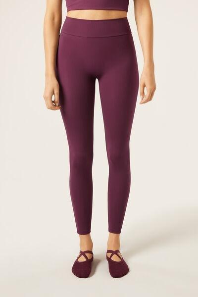 Burgundy Compact Sculpt Scrunched Cotton Leggings, 5501_106F, large image number 0