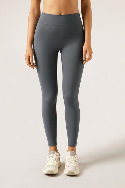 Grey Compact Sculpt Scrunched Cotton Leggings, 5501_129F, medium