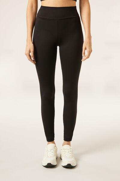 Black Soft Touch Pipping Leggings, Black, large image number 1