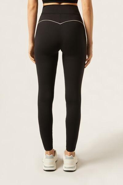 Black Soft Touch Pipping Leggings, Black, medium