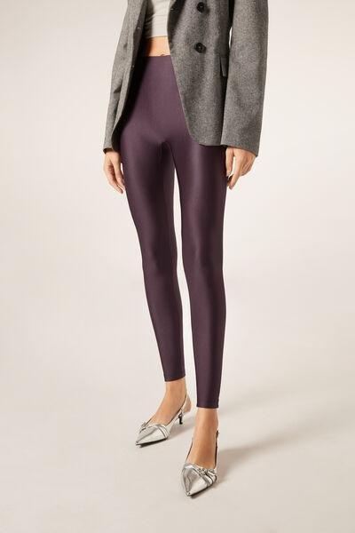 Purple Super-Shiny Opaque Leggings, 5501_130F, large image number 0