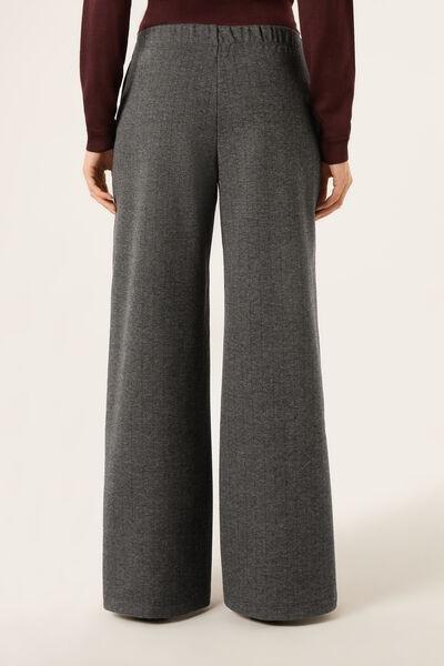 Grey Soft Touch Herringbone Palazzo Pants, 5501_120F, large image number 2