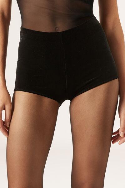 Black Velvet Hot Pants, Black, large image number 0