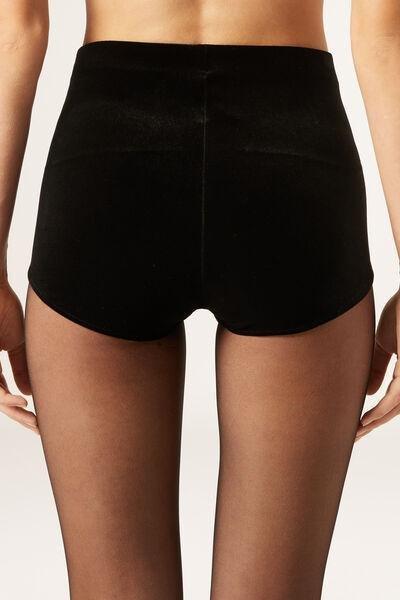 Black Velvet Hot Pants, Black, large image number 2