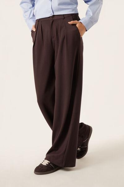 Brown Pleated Wide Leg Pants, 5501_116F, large image number 0