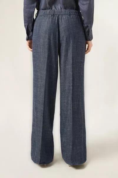 Blue Palazzo Linen Pants, 5501_077F, medium