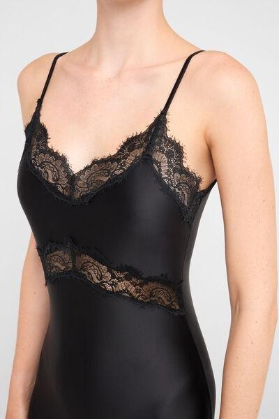 Black Silky Touch Lingerie Jumpsuit, Black, large image number 3