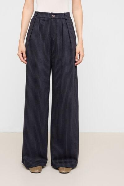 Navy Pinstriped Palazzo Pants, 5501_213F, medium