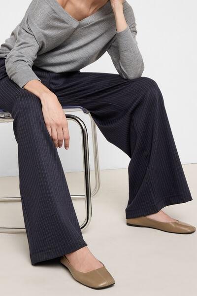 Navy Pinstriped Palazzo Pants, 5501_213F, medium