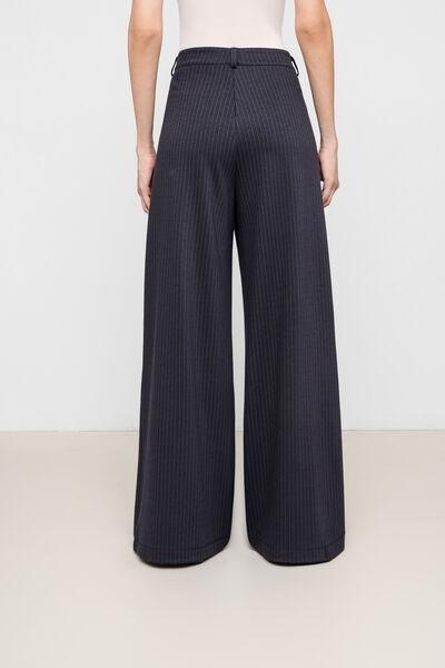 Navy Pinstriped Palazzo Pants, 5501_213F, medium