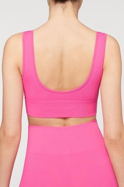 Pink Ribbed Seamless Sport Top, , large image number 2